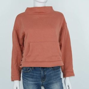 Madewell MWL Betterterry Mockneck Side-Button Sweatshirt Burnt Orange Small